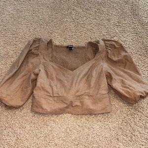 Brown puffed sleeved crop tops from Express size small